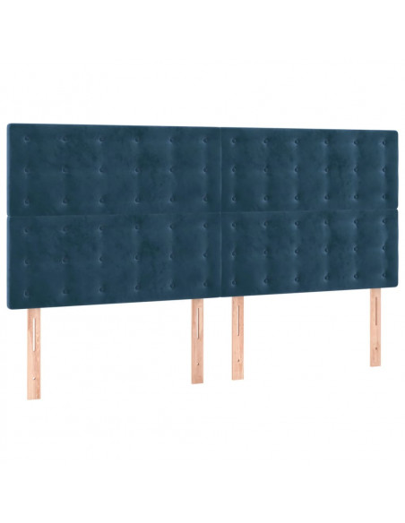 Testiera a LED Blu Scuro 160x5x118/128 cm in Velluto