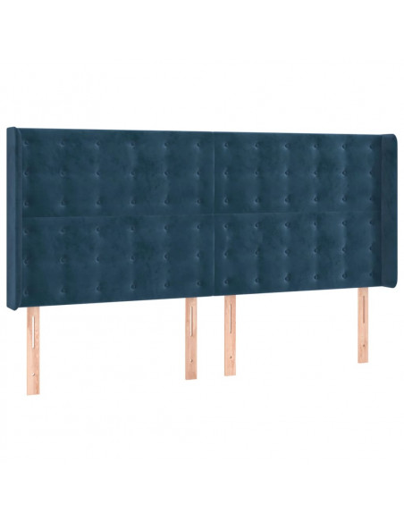 Testiera a LED Blu Scuro 163x16x118/128 cm in Velluto