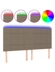 Testiera a LED Tortora 160x5x118/128 cm in Tessuto 2