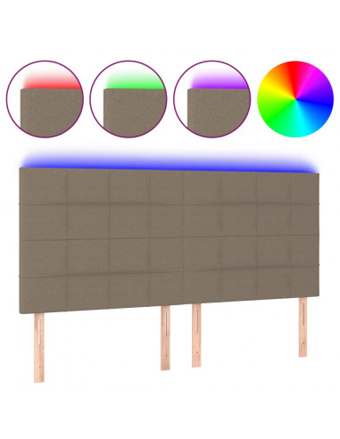 Testiera a LED Tortora 160x5x118/128 cm in Tessuto