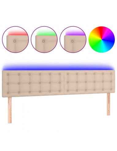 Testiera Cappuccino a LED 160x5x78/88 cm in Similpelle