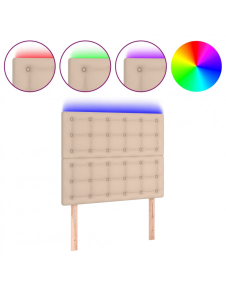 Testiera a LED Cappuccino 80x5x118/128 cm in Similpelle