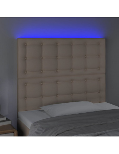 Testiera a LED Cappuccino 80x5x118/128 cm in Similpelle