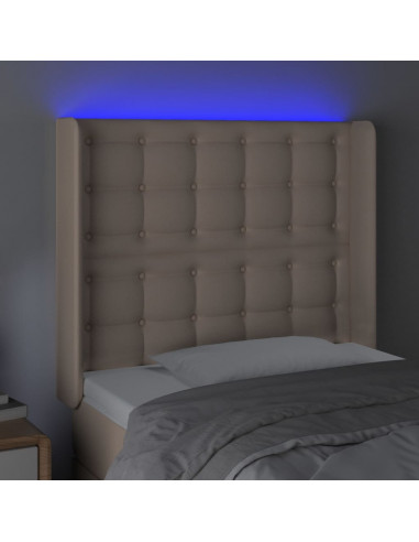 Testiera a LED Cappuccino 83x16x118/128 cm in Similpelle