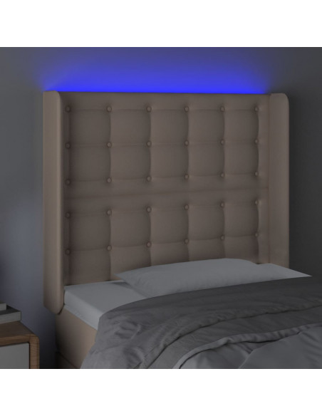 Testiera a LED Cappuccino 83x16x118/128 cm in Similpelle