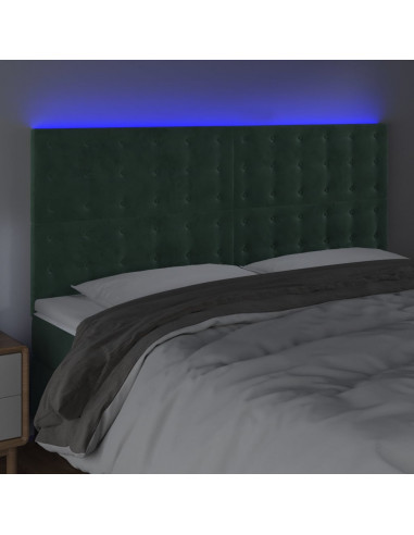 Testiera a LED Verde Scuro 160x5x118/128cm in Velluto