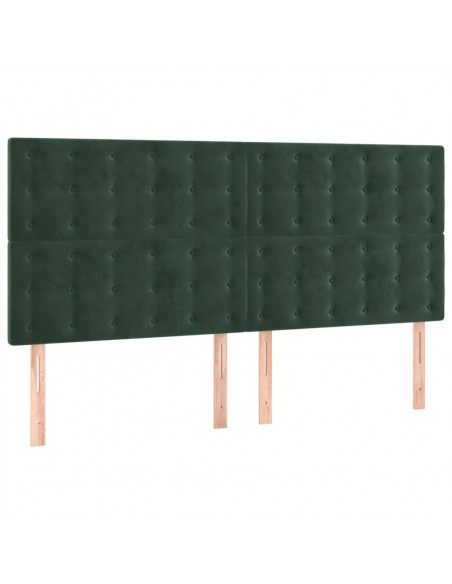 Testiera a LED Verde Scuro 160x5x118/128cm in Velluto