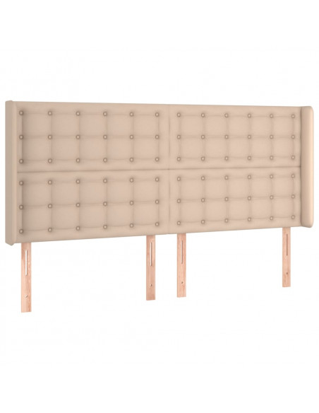 Testiera a LED Cappuccino 163x16x118/128 cm in Similpelle