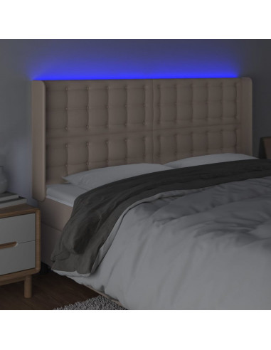 Testiera a LED Cappuccino 163x16x118/128 cm in Similpelle