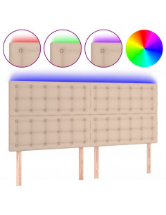 Testiera a LED Cappuccino 160x5x118/128 cm in Similpelle 2