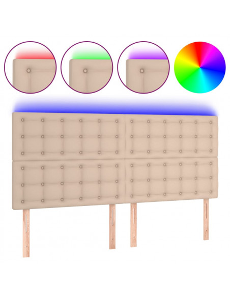 Testiera a LED Cappuccino 160x5x118/128 cm in Similpelle