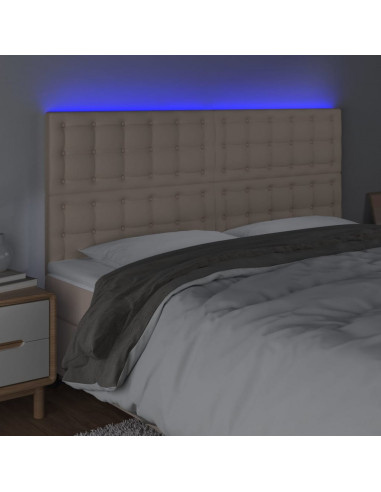 Testiera a LED Cappuccino 160x5x118/128 cm in Similpelle