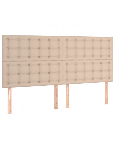 Testiera a LED Cappuccino 160x5x118/128 cm in Similpelle