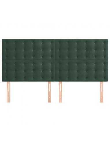 Testiera 4 pz Verde Scuro 80x5x78/88 cm in Velluto