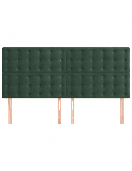 Testiera 4 pz Verde Scuro 80x5x78/88 cm in Velluto