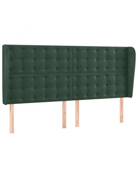 Testiera ad Orecchio Verde Scuro 163x23x118/128cm in Velluto