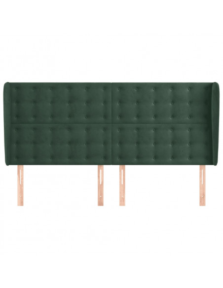 Testiera ad Orecchio Verde Scuro 163x23x118/128cm in Velluto
