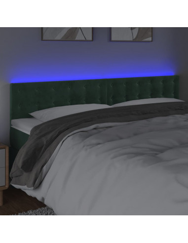 Testiera a LED Verde Scuro 160x5x78/88 cm in Velluto