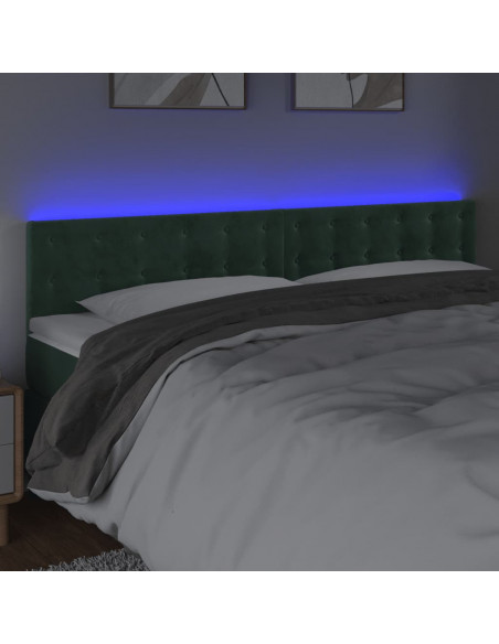Testiera a LED Verde Scuro 160x5x78/88 cm in Velluto