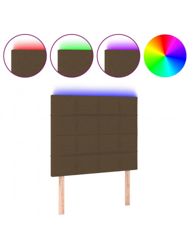 Testiera a LED Marrone Scuro 80x5x118/128 cm in Tessuto