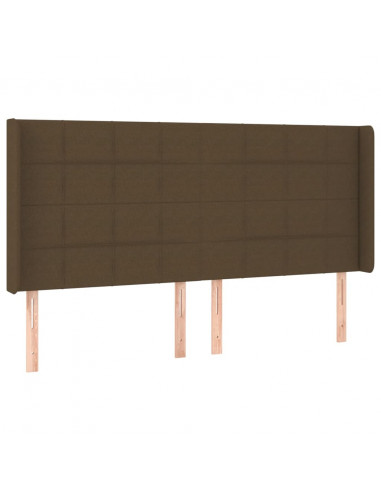 Testiera a LED Marrone Scuro 163x16x118/128 cm in Tessuto