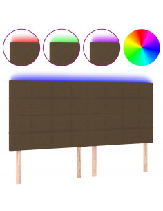 Testiera a LED Marrone Scuro 160x5x118/128 cm in Tessuto 2