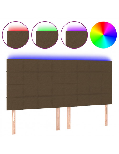 Testiera a LED Marrone Scuro 160x5x118/128 cm in Tessuto