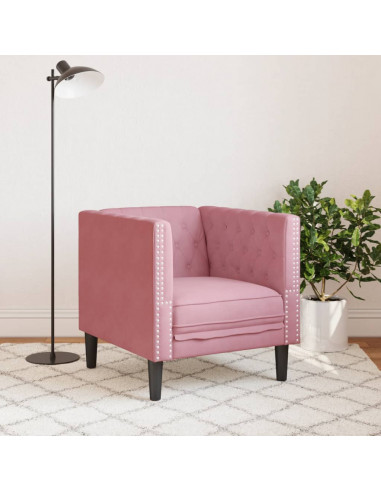 Poltrona Chesterfield Rosa in Velluto