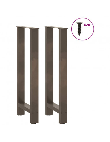 Gambe per tavolo da bar in acciaio naturale 2 pz 40x(100-101) cm in acciaio