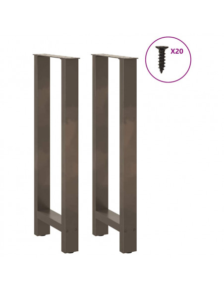 Gambe per tavolo da bar in acciaio naturale 2 pz 40x(100-101) cm in acciaio