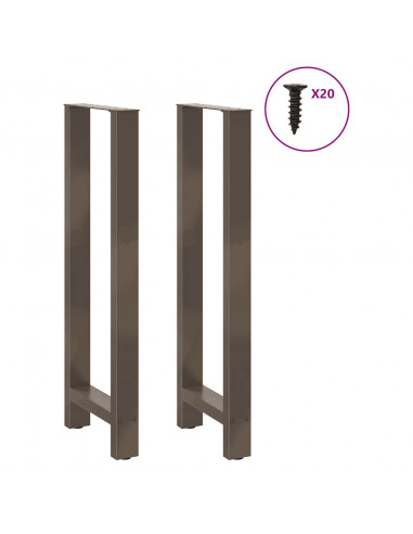 Gambe per tavolo da bar in acciaio naturale 2 pz 40x(110-111) cm in acciaio