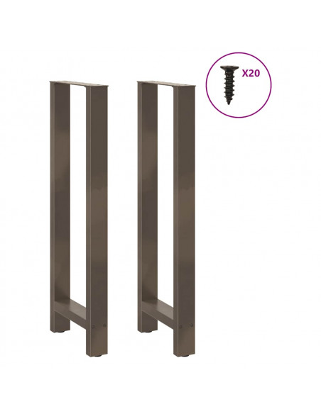Gambe per tavolo da bar in acciaio naturale 2 pz 40x(110-111) cm in acciaio