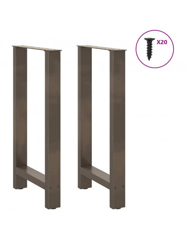 Gambe per tavolo da bar in acciaio naturale 2 pz 40x(90-91) cm in acciaio