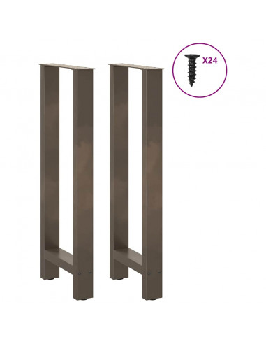 Gambe per tavolo da bar in acciaio naturale 2 pz 50x(100-101) cm in acciaio