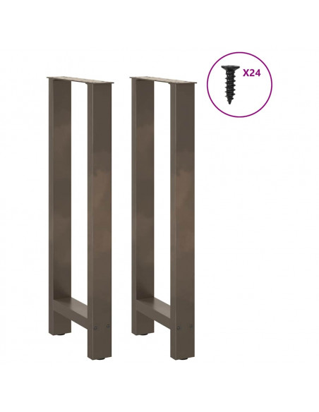 Gambe per tavolo da bar in acciaio naturale 2 pz 50x(100-101) cm in acciaio