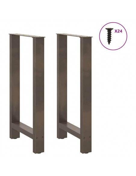 Gambe per tavolo da bar in acciaio naturale 2 pz 50x(90-91) cm in acciaio