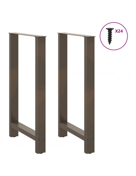 Gambe per tavolo da bar in acciaio naturale 2 pz 60x(100-101) cm in acciaio