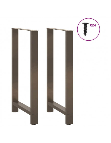 Gambe per tavolo da bar in acciaio naturale 2 pz 60x(110-111) cm in acciaio