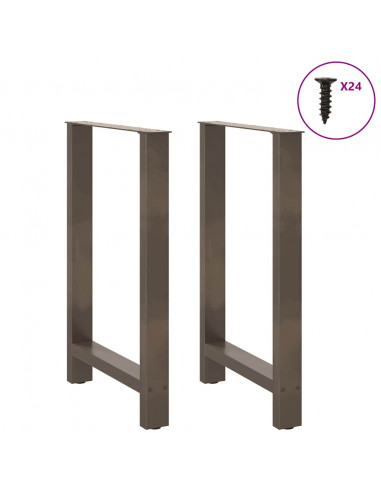 Gambe per tavolo da bar in acciaio naturale 2 pz 60x(90-91) cm in acciaio