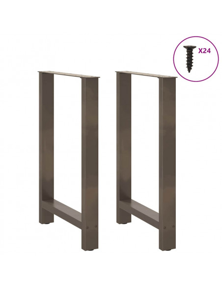 Gambe per tavolo da bar in acciaio naturale 2 pz 60x(90-91) cm in acciaio