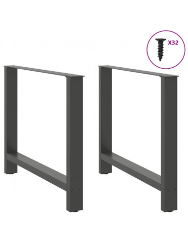 Gambe per Tavolino Antracite 2 pz 100x(72-73) cm Acciaio