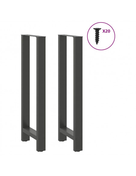 Gambe per Tavolino Antracite 2 pz 40x(110-111) cm Acciaio