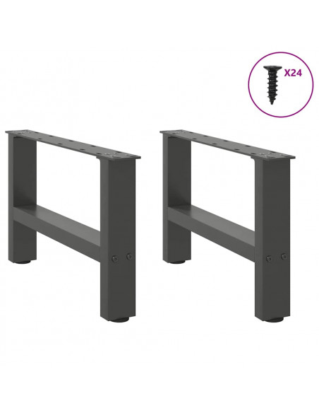Gambe per Tavolino da Caffè Antracite 2 pz 50x(30-31)cm Acciaio