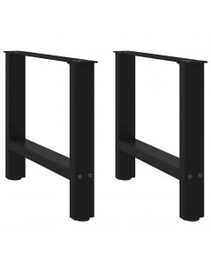 Gambe per Tavolino da Caffè Nere 2 pz 50x(42-43) cm Acciaio 2