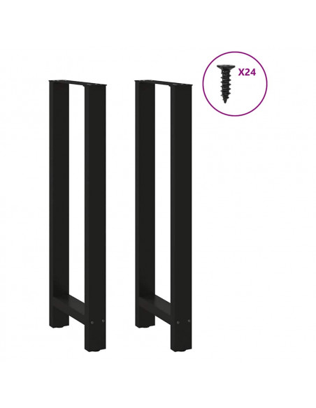 Gambe per Tavolino Nero 2 pz 50x(110-111) cm Acciaio