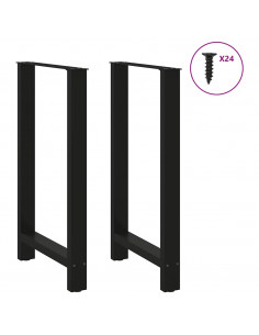 Gambe per tavolo da bar nere 2 pz 60x(100-101) cm in acciaio 2