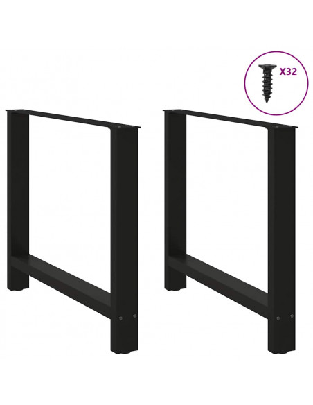 Gambe per Tavolino Nero 2 pz 90x(72-73) cm Acciaio