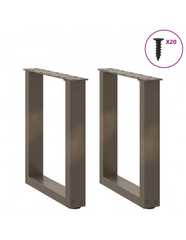 Gambe Tavolino Caffè a U 2 pz 38x(42-43) cm Acciaio