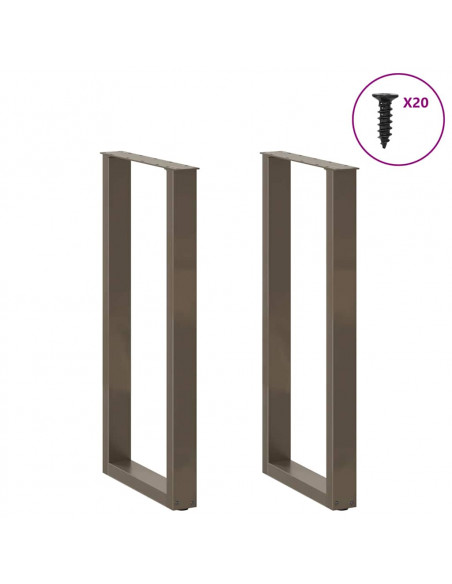 Gambe per tavolo da bar a forma di U 2 pz in acciaio naturale 40x(100-101) cm