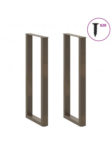 Gambe per tavolo da bar a forma di U 2 pz in acciaio naturale 40x(110-111) cm